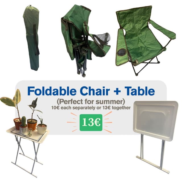 Foldable chair + foldable table